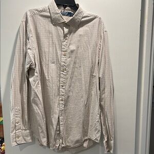 Polo Cream Casual Button Down Shirt Textured Cotton Blend